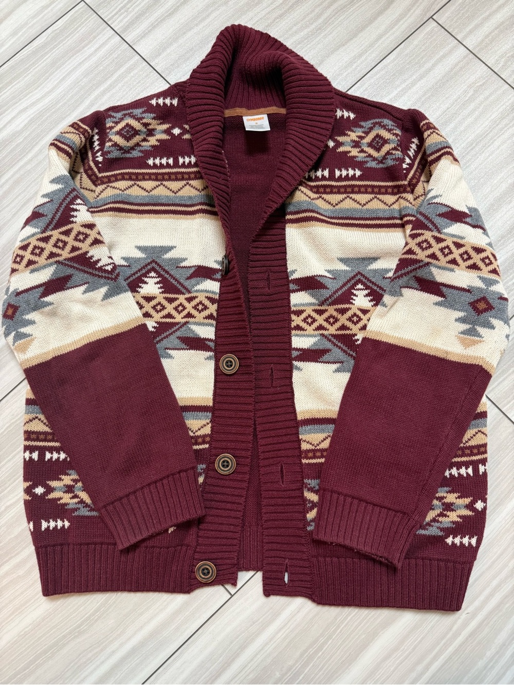 Gymboree Boys Shawl Collar Cardigan Sweater in Burgundy